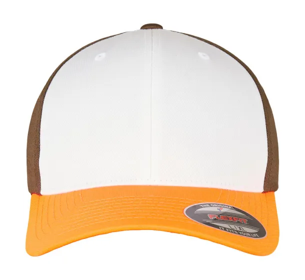 Flexfit 3-Tone Cap - Flexfit Neonorange Bijela