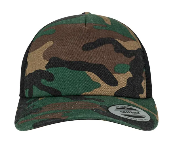  Camo Trucker Cap - Flexfit Wood Camo Black