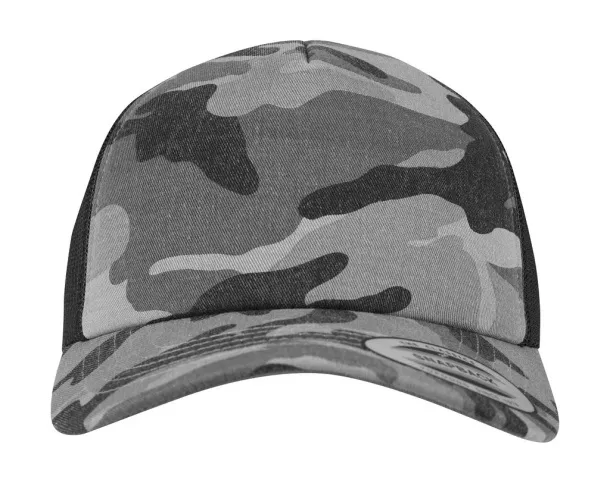  Trucker kamuflažna šilterica - 5 panela - Flexfit Dark Camo Crna