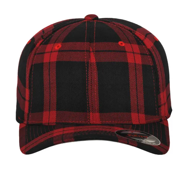  Tartan Plaid Cap - Flexfit Black Crvena