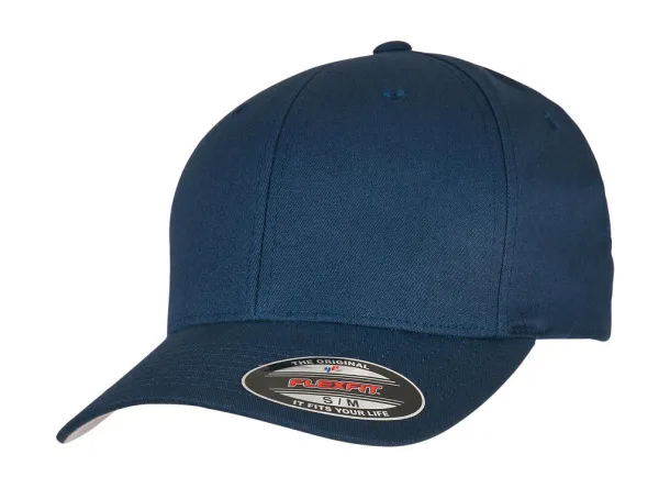 V-Flexfit® Pamučna twill šilterica - 6 panela - Flexfit Mornarsko plava