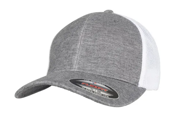  Retro trucker šiletrica - 6 panela - Flexfit Heather Grey Bijela