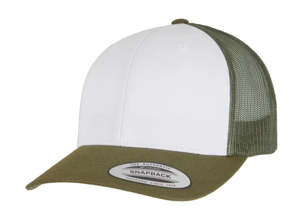  Retro trucker šilterica - 6 panela - Classics Mossgreen Bijela
