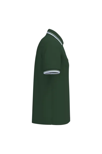  MEN'S SHORT-SLEEVED POLOSHIRT WITH CONTRASTING PIPING - Kariban Šumski zelena White