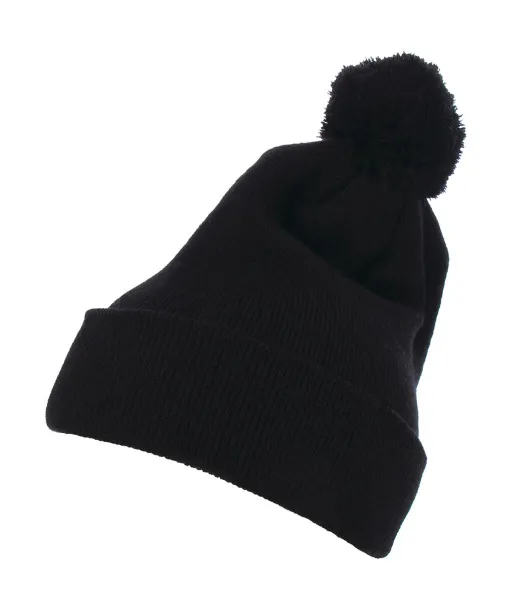  Cuffed Pom Pom Knit Beanie - Flexfit Black