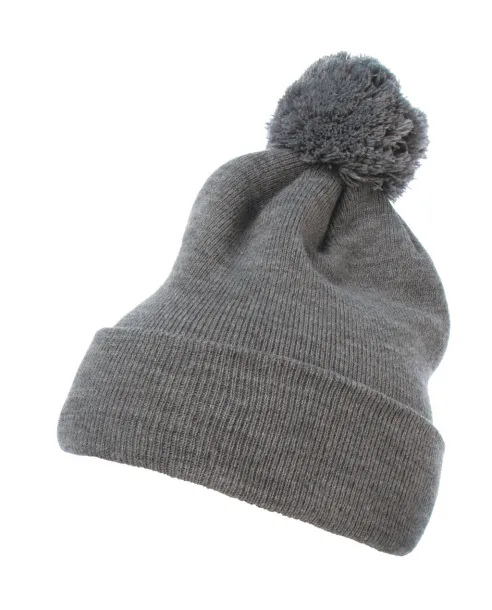  Cuffed Pom Pom Knit Beanie - Flexfit Heather Grey
