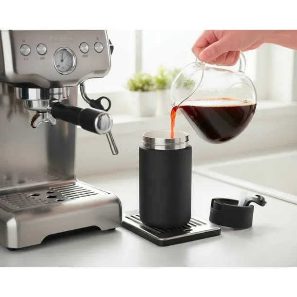 AIR GIFTS NABILA termo šalica s keramičkim dijelovima, 400 ml Crna