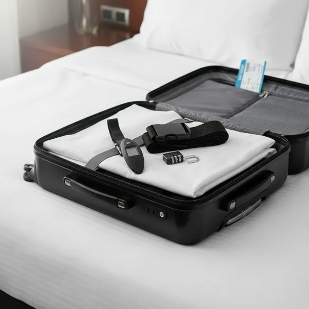  Travel set Mauro Conti, luggage scale, luggage strap and travel padlock Crna