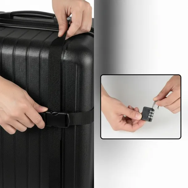  Travel set Mauro Conti, luggage scale, luggage strap and travel padlock Crna