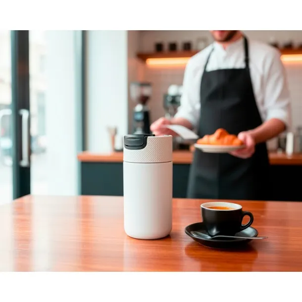 AIR GIFTS NABILA termo šalica s keramičkim dijelovima, 400 ml Bijela