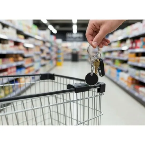  Keyring with shopping cart coin Crna