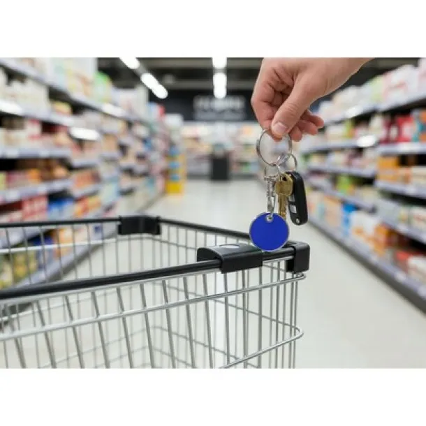  Keyring with shopping cart coin Mornarski plava