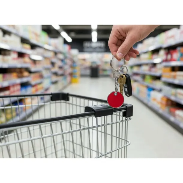  Keyring with shopping cart coin Crvena