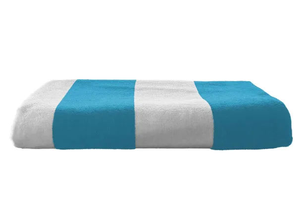 OLIMA „CLASSIC MARINE” BEACH VELOUR TOWEL - Olima Caribbean Blue White