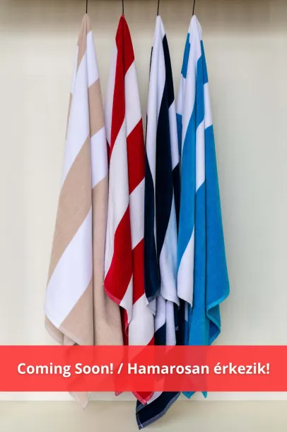 OLIMA „CLASSIC MARINE” BEACH VELOUR TOWEL - Olima Chilli Red White