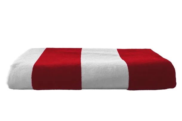 OLIMA „CLASSIC MARINE” ručnik za plažu od velura, 450 g/m2 - Olima Chilli Red Bijela