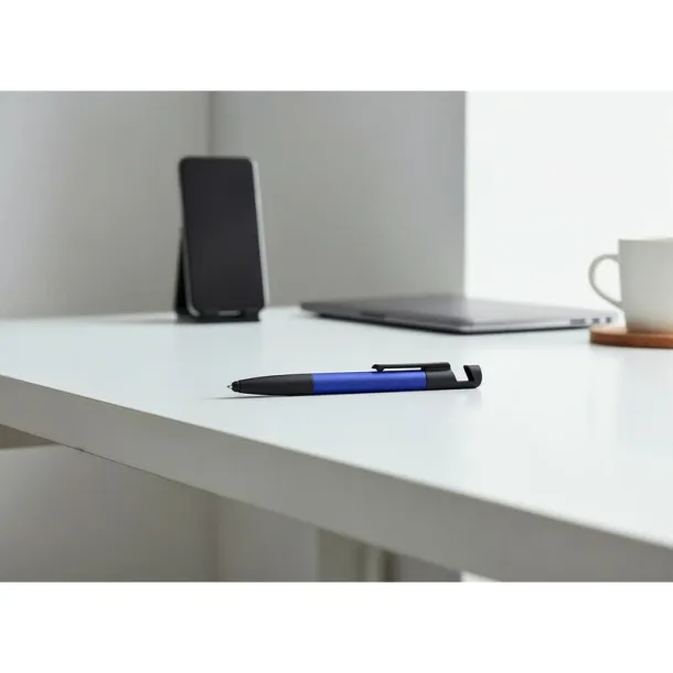  Multifunctional tool, ball pen, screen cleaner, ruler, phone stand, touch pen, screwdrivers Mornarski plava