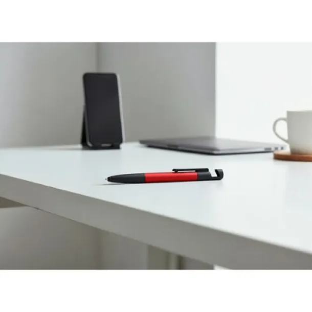  Multifunctional tool, ball pen, screen cleaner, ruler, phone stand, touch pen, screwdrivers Crvena