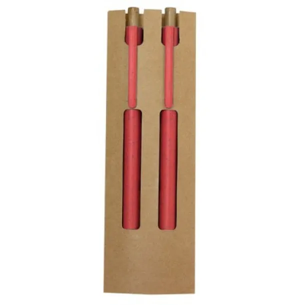 Wheat straw writing set, ball pen and "infinity" pencil Crvena