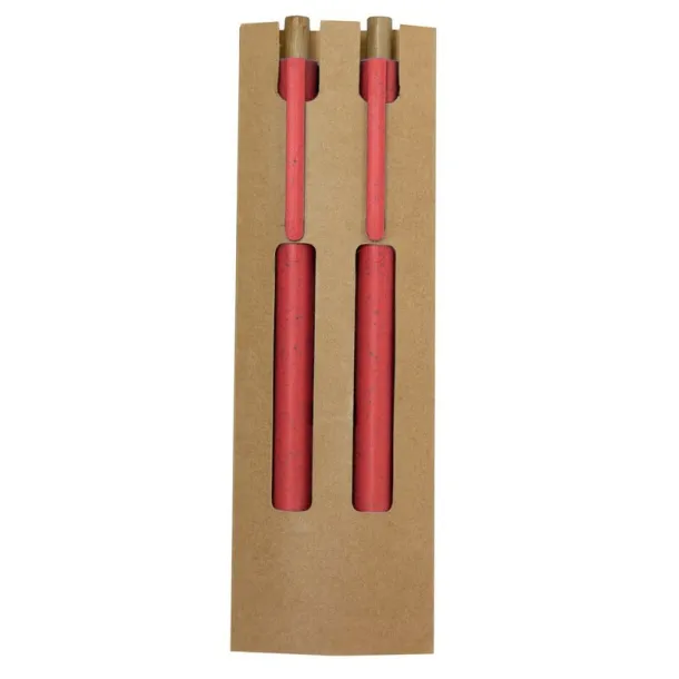  Wheat straw writing set, ball pen and "infinity" pencil Crvena