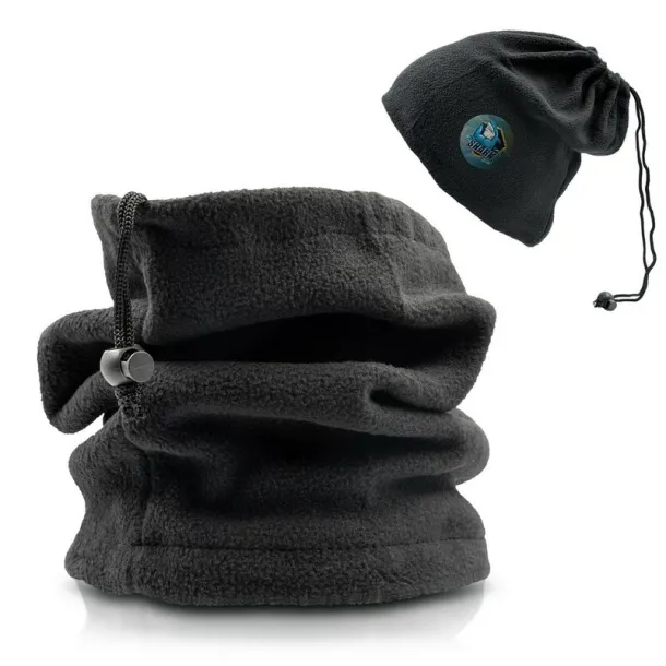  Neck warmer and hat, 2 in 1 Crna