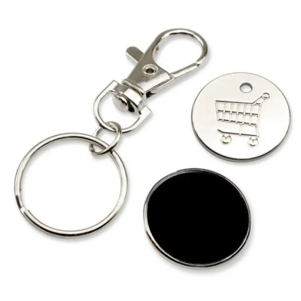  Keyring with shopping cart coin Crna