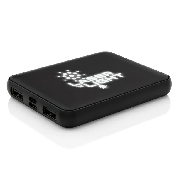  RPET prijenosna baterija 5000 mAh Crna