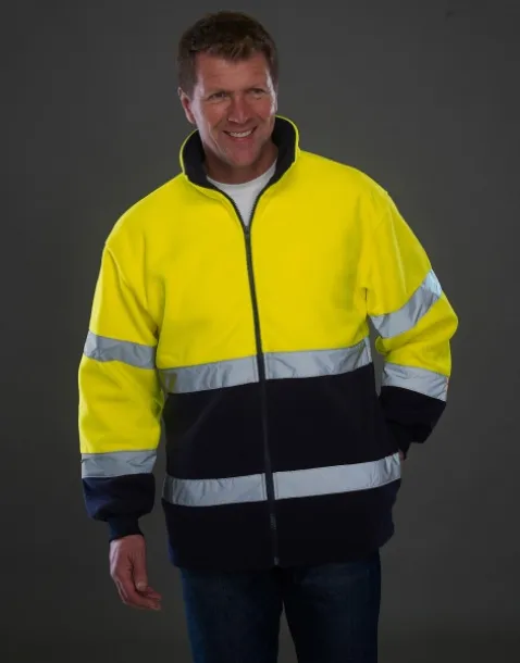 Fluo 2-Tone Fleece Jacket - Yoko Fluo Yellow Navy