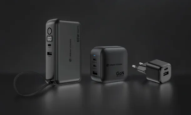 Urban Vitamin Eureka hibridni GAN punjač 65W i powerbank 10.000 mAh - Urban Vitamin Crna