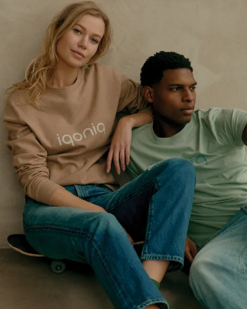  Iqoniq Denali recycled cotton crew neck undyed, natural raw - iqoniq heather brown 