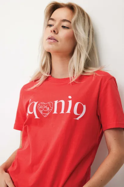 Iqoniq Brett unisex kratka majica od recikliranog pamuka, 180 g/m2 - iqoniq luscious red