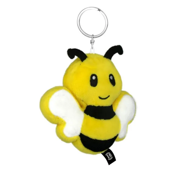 Zibee RPET plush bee with NFC chip, keyring yellow