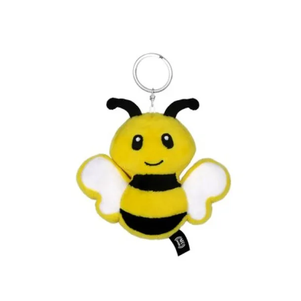 Zibee RPET plush bee with NFC chip, keyring yellow