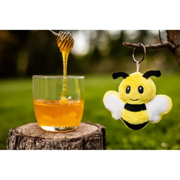 Zibee RPET plush bee with NFC chip, keyring yellow