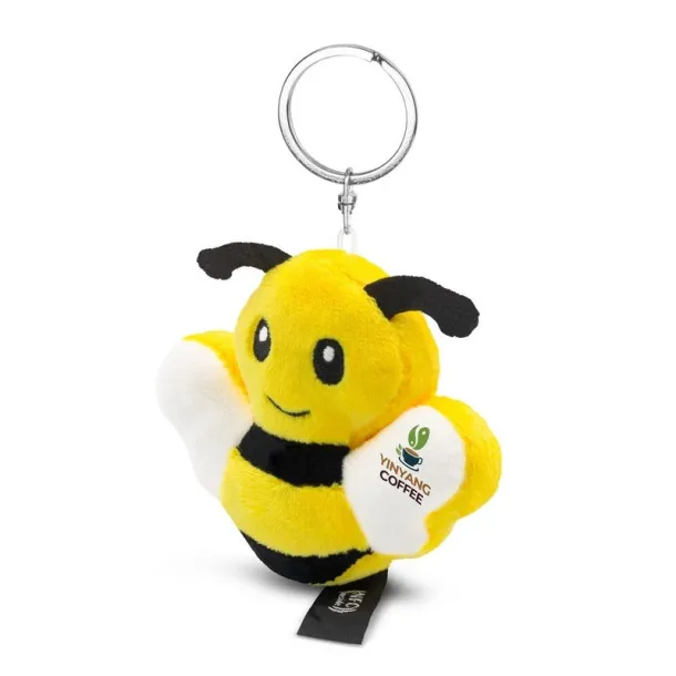 Zibee RPET plush bee with NFC chip, keyring yellow