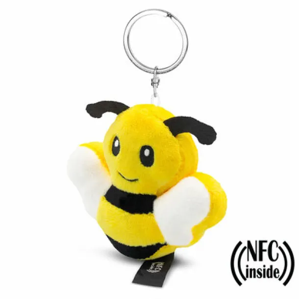 Zibee RPET plush bee with NFC chip, keyring yellow