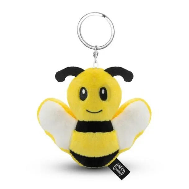 Zibee RPET plush bee with NFC chip, keyring yellow