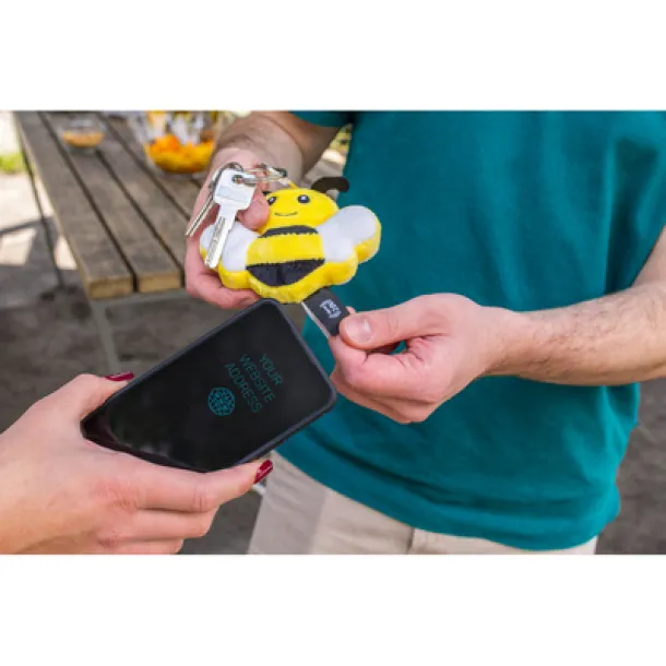 Zibee RPET plush bee with NFC chip, keyring yellow