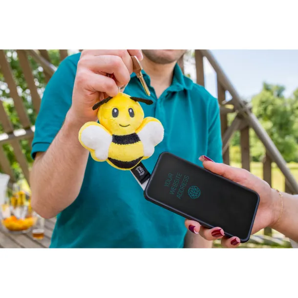 Zibee RPET plush bee with NFC chip, keyring yellow