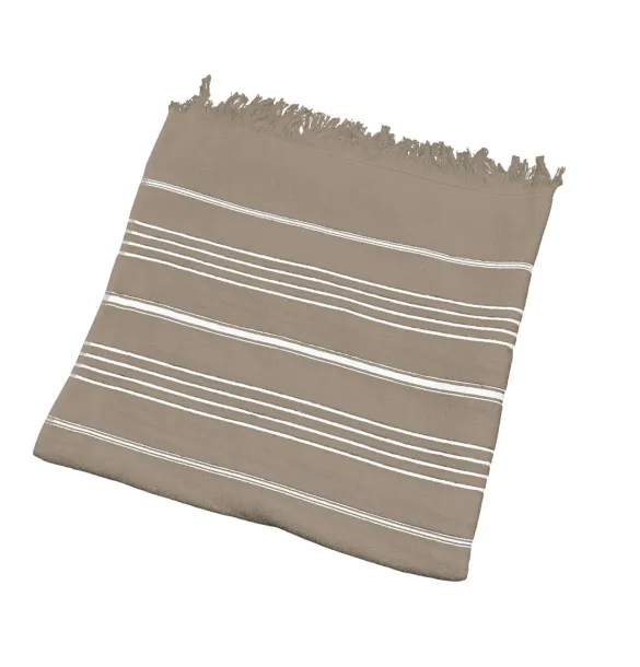  OLIMA STRIPED BEACH&SPA PESHTEMAL TOWEL - Olima Mocca White
