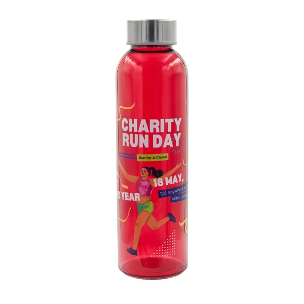 AQUA KUBA staklena boca u boji, 500 ml Crvena