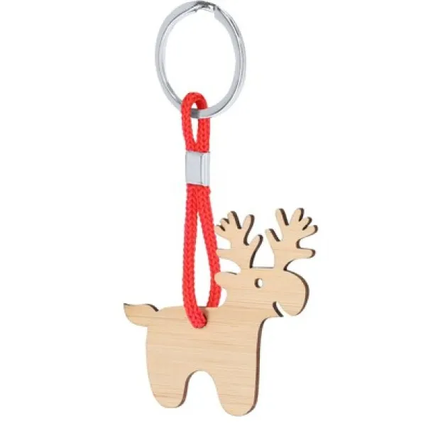  Bamboo keyring, Christmas pattern wood