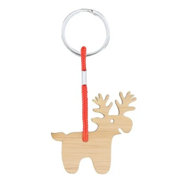  Bamboo keyring, Christmas pattern wood