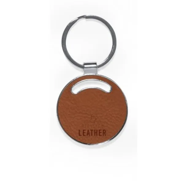  Keyring with front and back part made from recycled leather brown