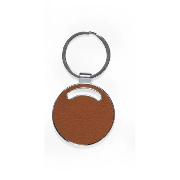  Keyring with front and back part made from recycled leather brown