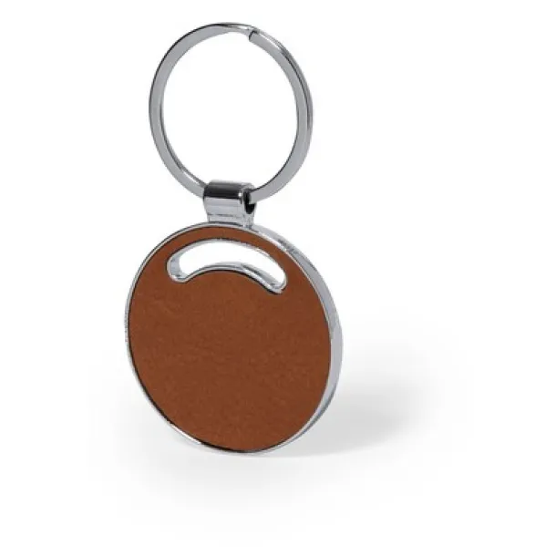 Keyring with front and back part made from recycled leather brown