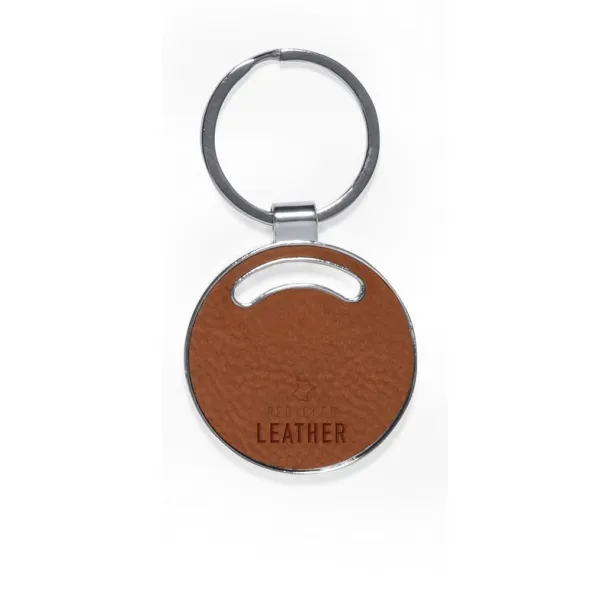  Keyring with front and back part made from recycled leather brown