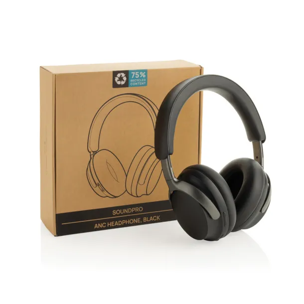 Soundpro RCS recycled plastic ANC headphone - XD Collection Black