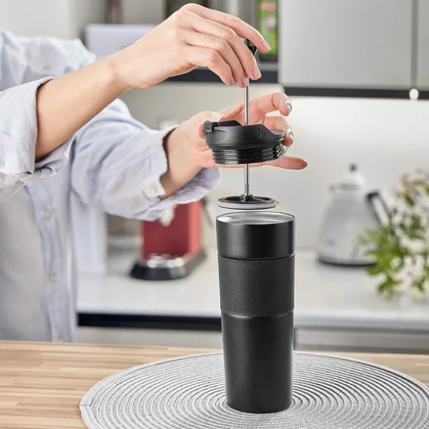 ASPET thermal mug with french press 450 ml Black