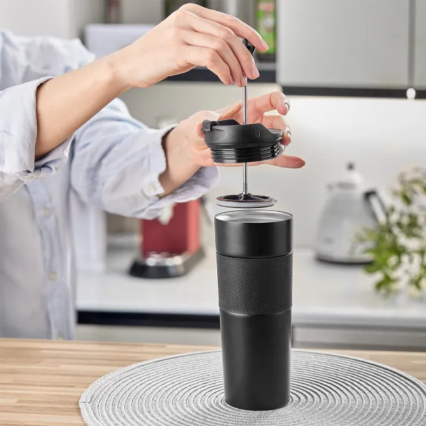 ASPET thermal mug with french press 450 ml Black